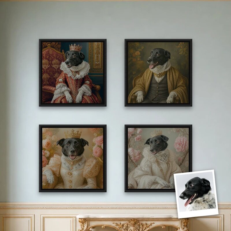 The Masterpiece pet portrait canvas in a real room