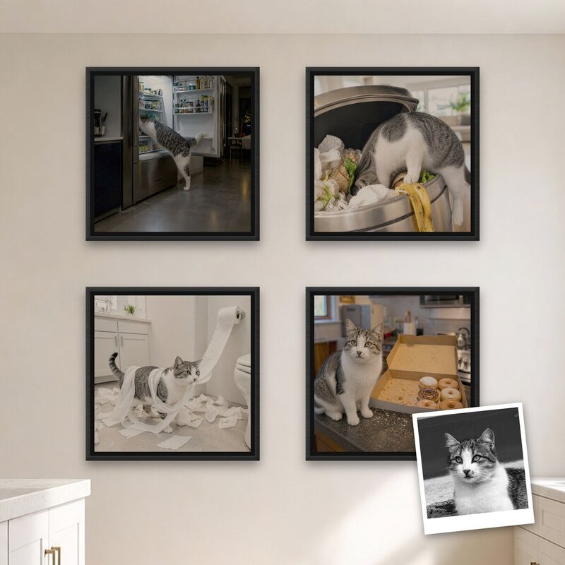 The Usual Suspect pet portrait canvas in a real room
