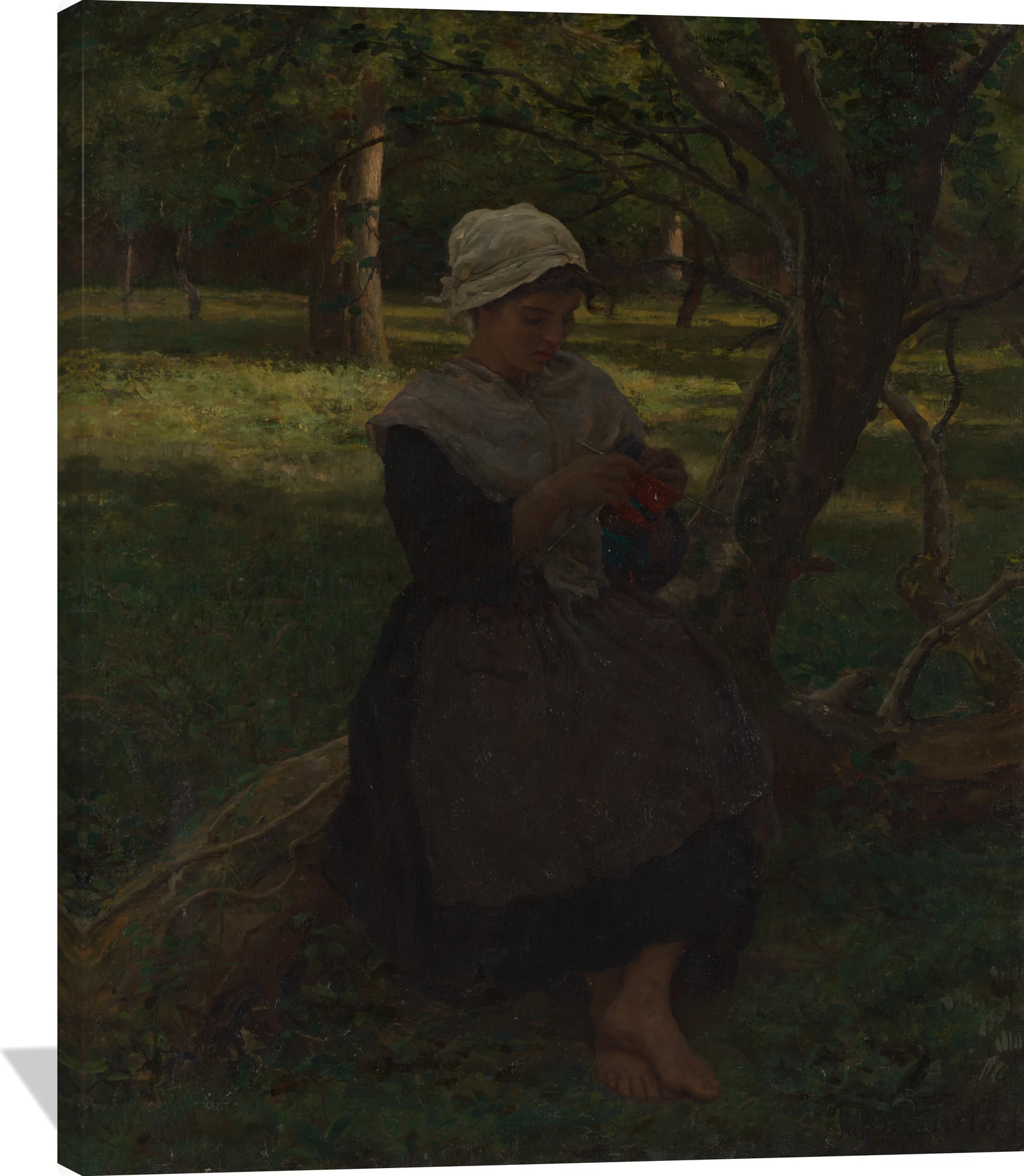 A Peasant Girl Knitting