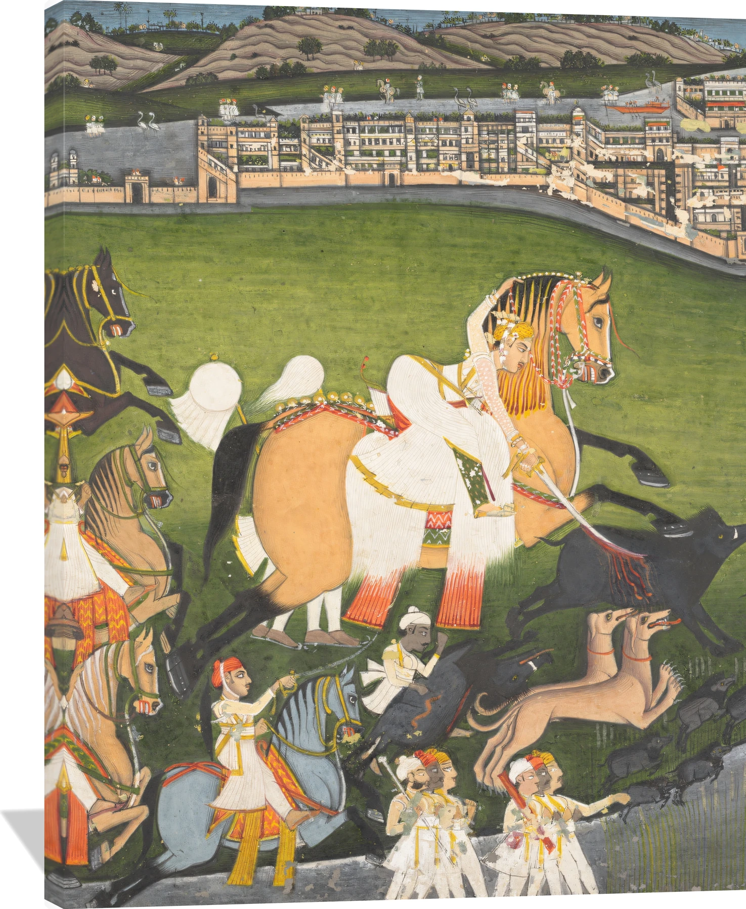 A Prince Hunting Boars with His Retinue