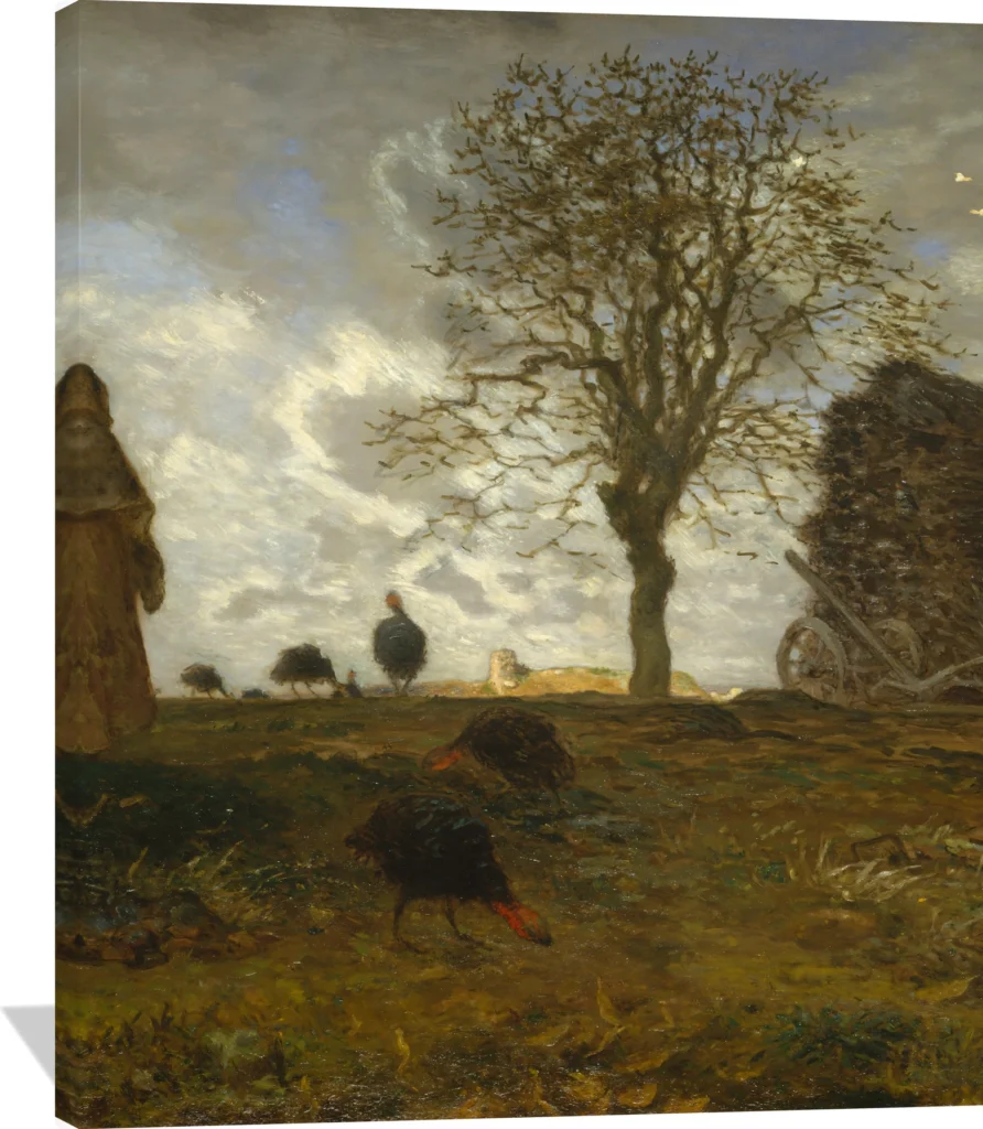 Autumn Landscape with a Flock of Turkeys