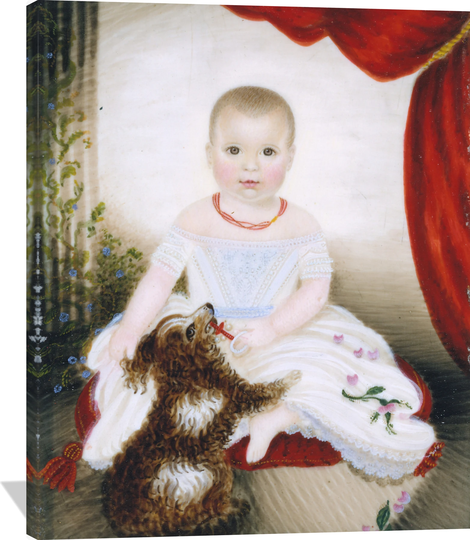 Baby with Rattle and Dog