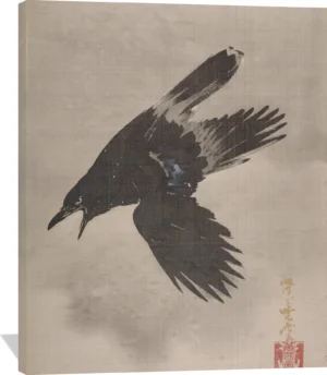 Crow Flying in the Snow