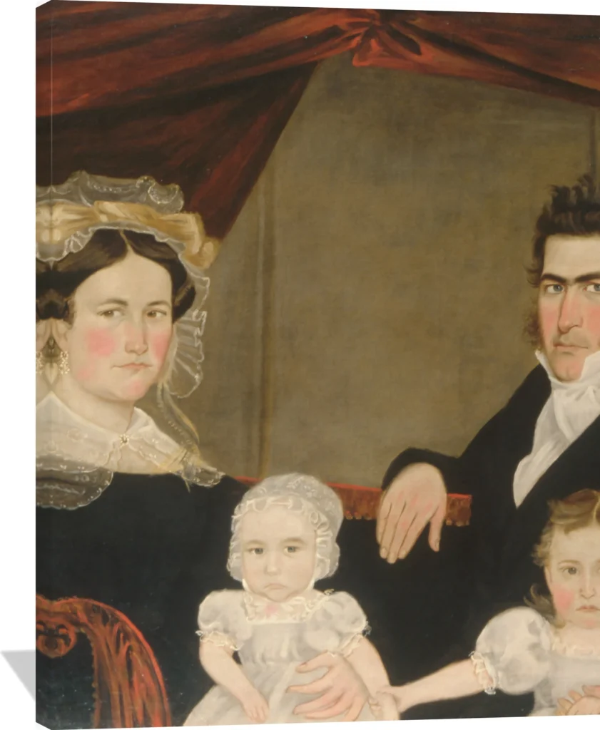 Family Group of Four on Sofa