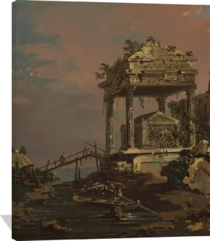 Imaginary View with a Tomb by the Lagoon