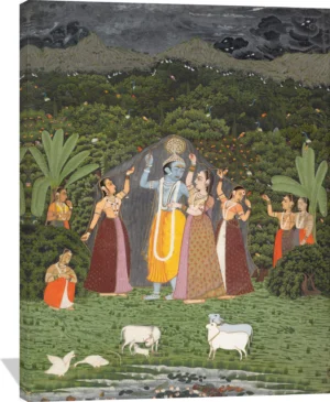 Krishna and the Gopis Take Shelter from the Rain