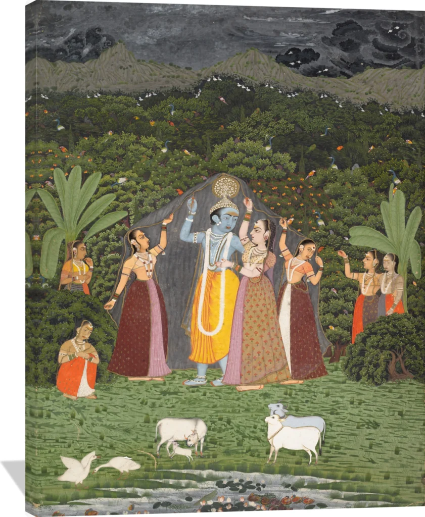 Krishna and the Gopis Take Shelter from the Rain