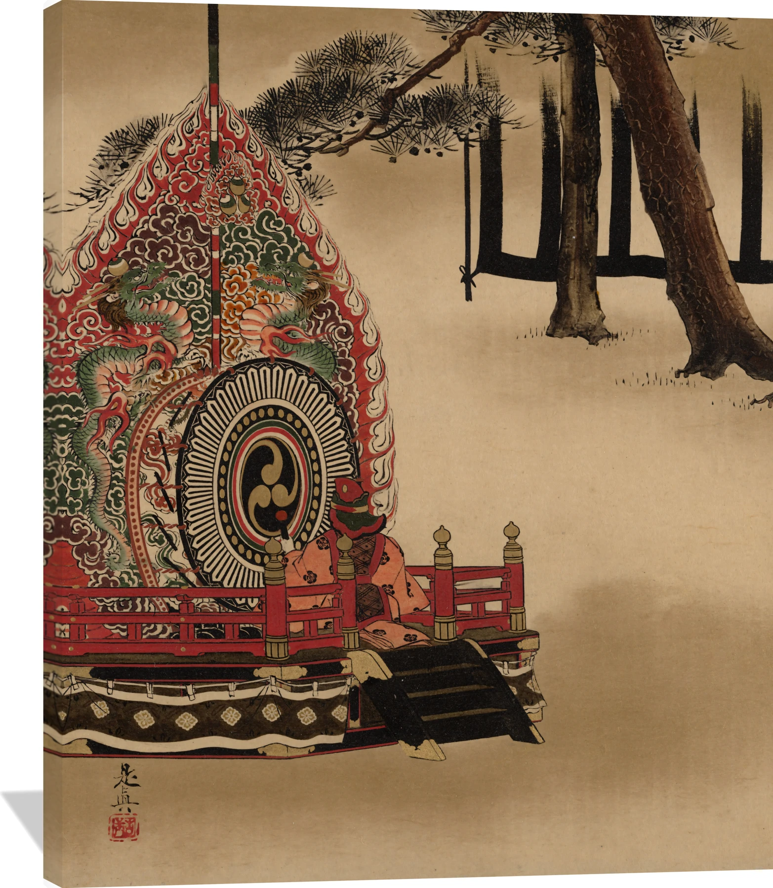 Lacquer Paintings of Various Subjects: Drum for Gagaku Dance