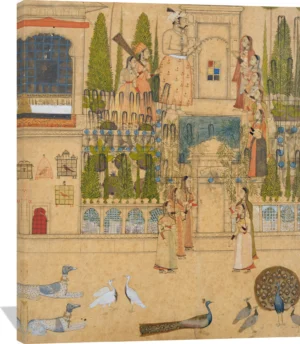 Maharana Amar Singh II with Ladies of the Zenana outside the Picture Hall at Rajnagar