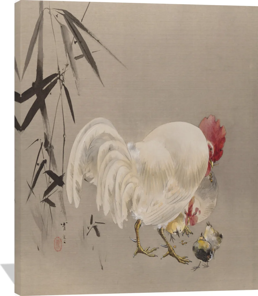 Rooster and Hen with Chicks