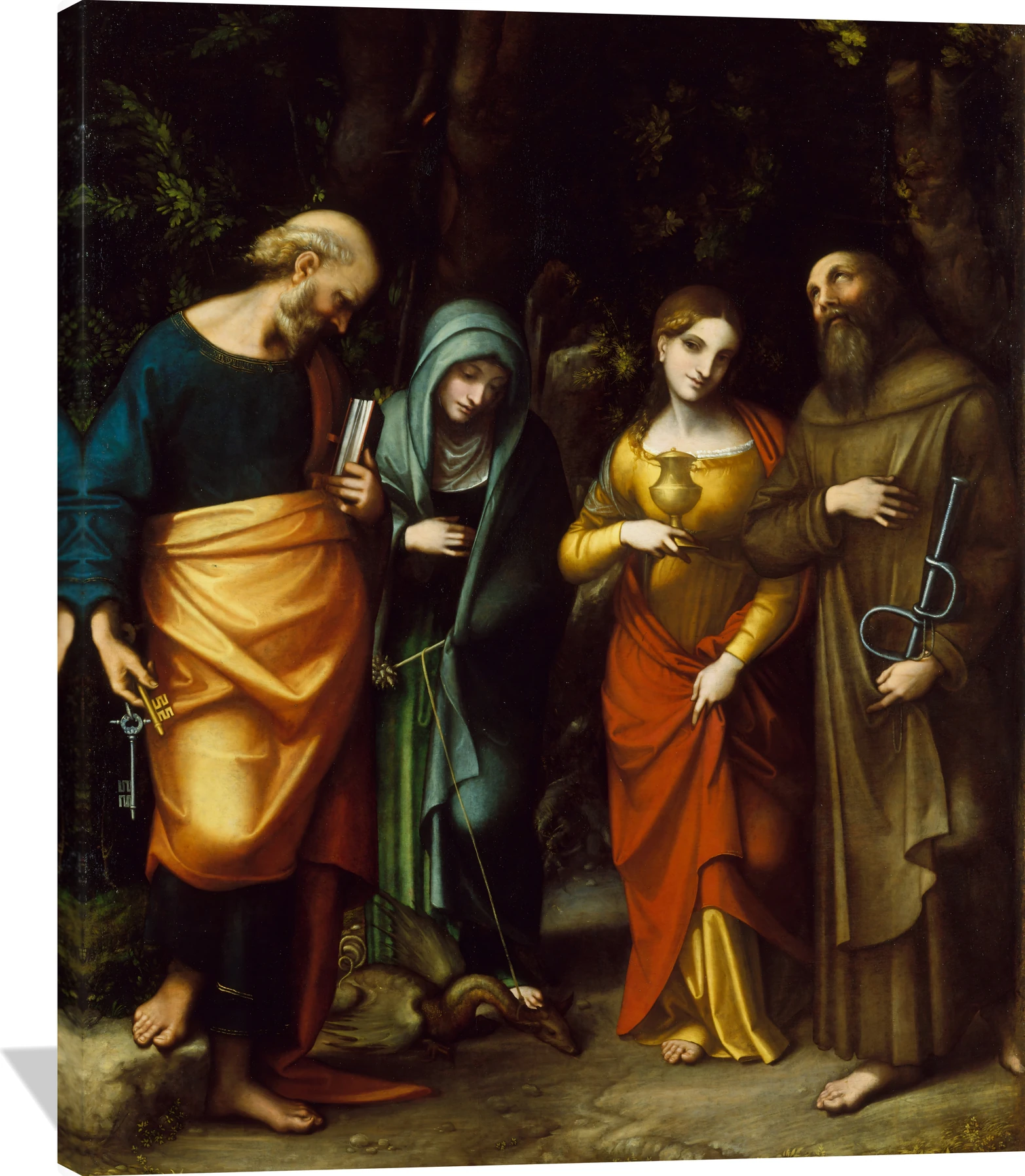 Saints Peter, Martha, Mary Magdalen, and Leonard