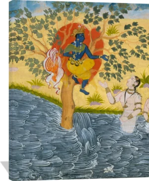 The Gopis Plead with Krishna to Return Their Clothing, Page from a Bhagavata Purana (Ancient Stories of Lord Vishnu) series