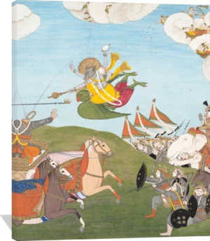 Vishnu as Varaha, the Boar Avatar, Slays Banasur, A Demon General: Page from an Unknown Manuscript