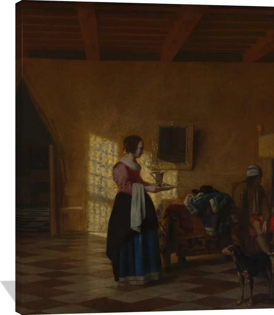 Woman with a Water Pitcher, and a Man by a Bed