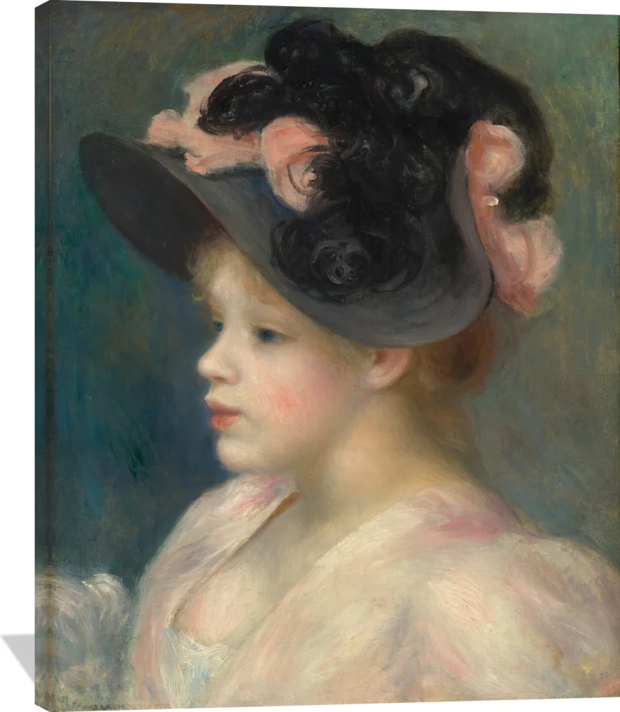 Young Girl in a Pink-and-Black Hat