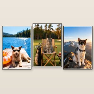 Gone Fishing pet portrait canvas