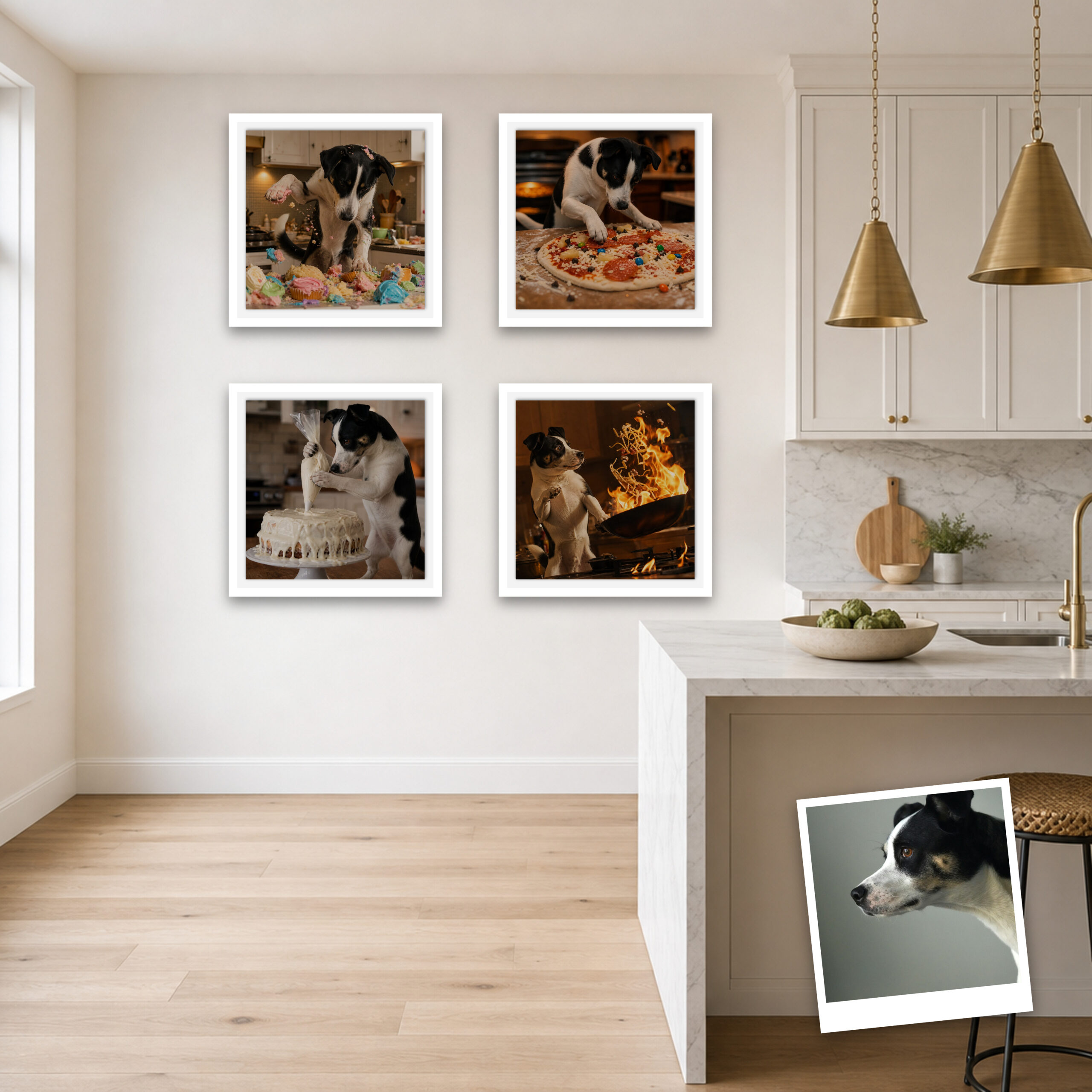 Head of the Kitchen pet portrait canvas