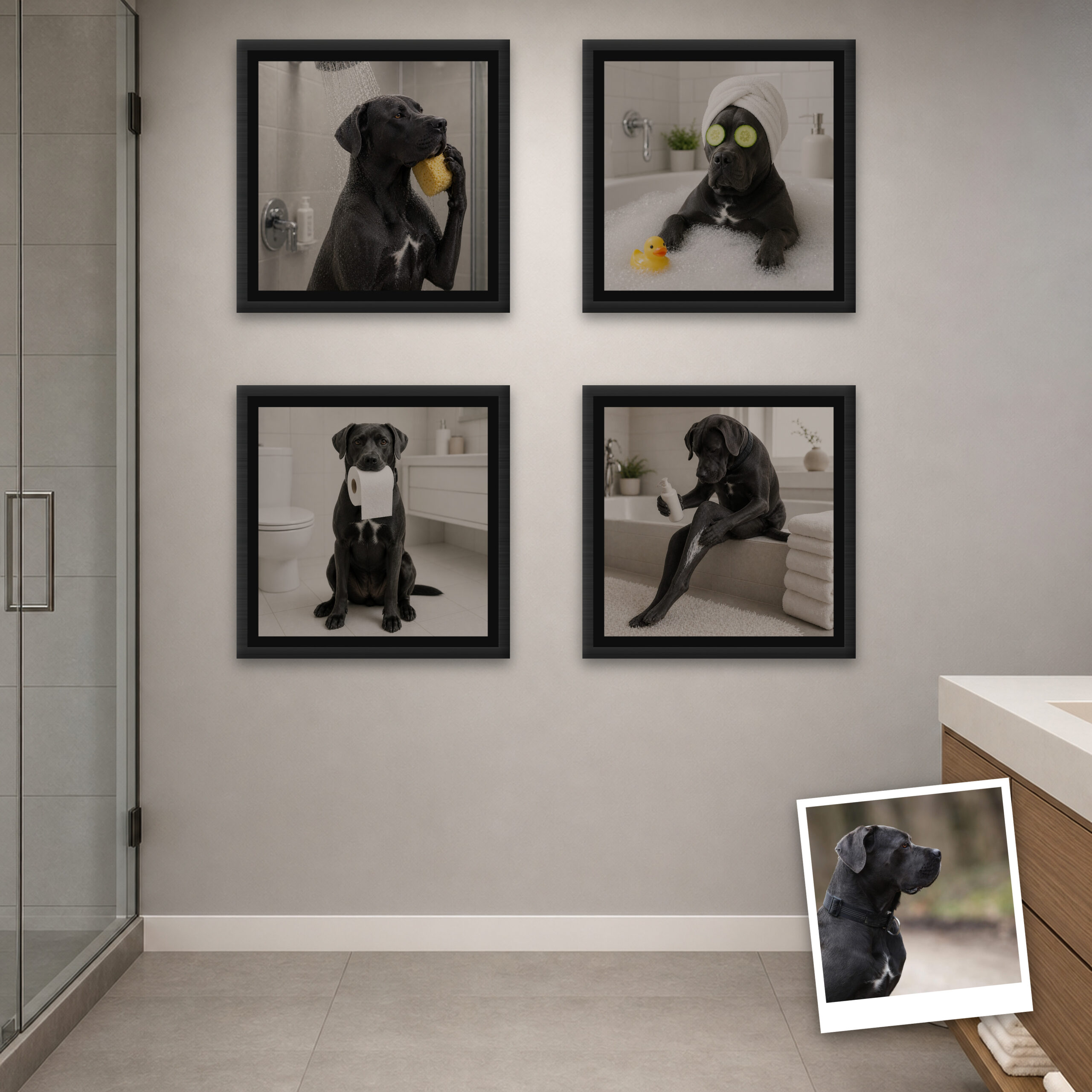 The Big Soak pet portrait canvas