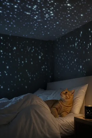 Starry Night: custom cat portrait in the Do Not Disturb style