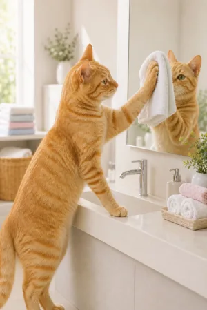 Mirror Shine: custom cat portrait in the Domestic Diva style