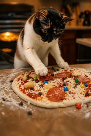 Pizza Chef: custom cat portrait in the Head of the Kitchen style