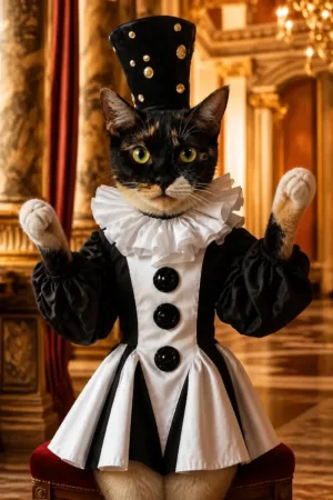 Pierrot: custom cat portrait in The Masterpiece style