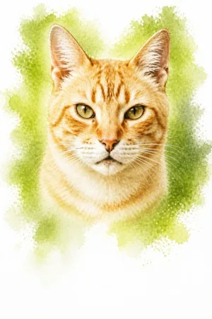 Spring Green: custom cat portrait in the In Loving Memory style