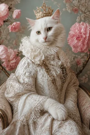 Pearl Queen: custom cat portrait in The Masterpiece style
