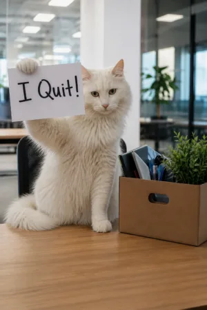 I Quit!: custom cat portrait in the Corner Office style