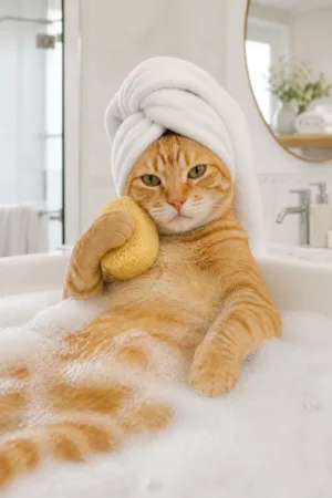 Lazy Soak: custom cat portrait in The Big Soak style