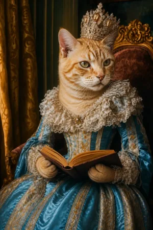 Baroque Queen: custom cat portrait in The Masterpiece style