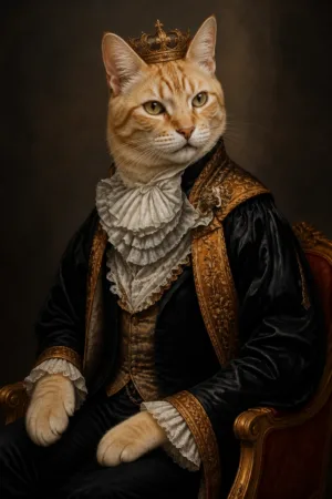 Baroque Nobleman: custom cat portrait in The Masterpiece style