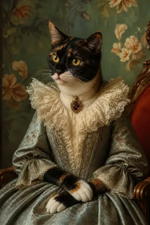 Baroque Lady: custom cat portrait in The Masterpiece style