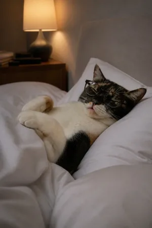 Sleep Mask: custom cat portrait in the Do Not Disturb style