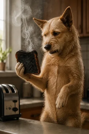 Burnt Toast: custom dog portrait in the Head of the Kitchen style