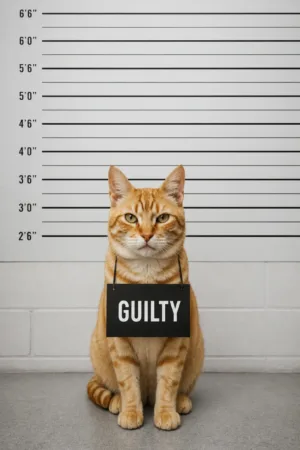 Mugshot: custom cat portrait in The Usual Suspect style