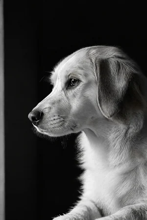 Out of the Shadow: custom dog portrait in the Black & White Studio style