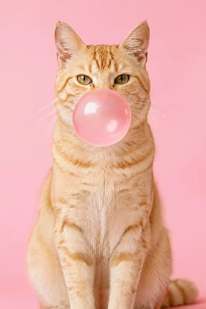 Bubblegum Pink: custom cat portrait in the Color Studio style