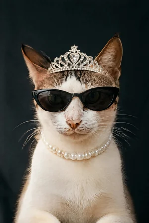 Diamonds & Shades: custom cat portrait in the Cover Star style