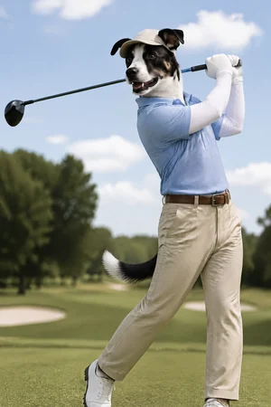 Hole in One: custom dog portrait in the Game Day style