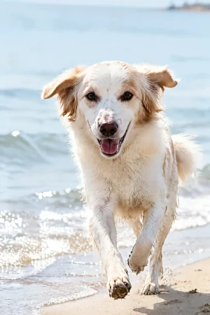 Shoreline Sprint: custom dog portrait in the Gone Fishing style