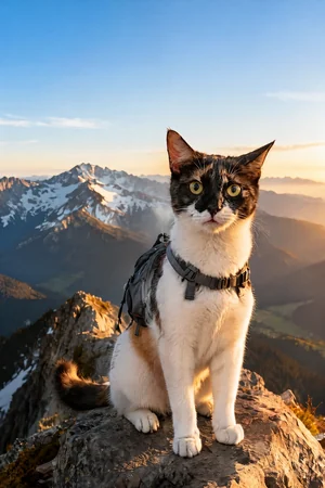 Top of the Trail: custom cat portrait in the Gone Fishing style