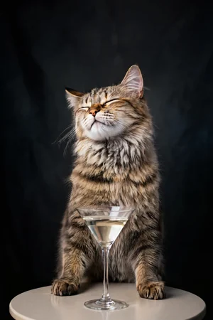 Here's to You: custom cat portrait in the Happy Hour style