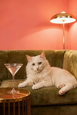Sixties Lounge: custom cat portrait in the Happy Hour style