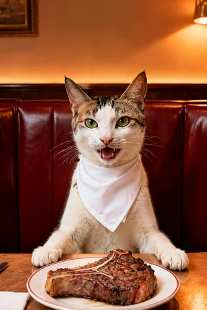 The Steakhouse: custom cat portrait in the Happy Hour style