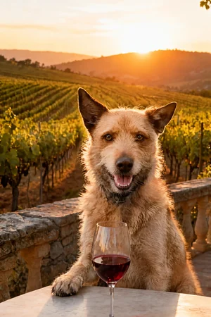 Wine Tasting: custom dog portrait in the Happy Hour style