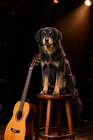 Unplugged: custom dog portrait in the Headliner style