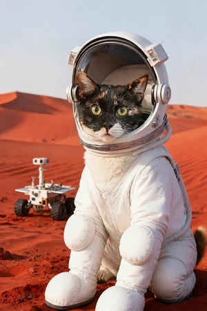 Red Planet: custom cat portrait in the Lift Off style