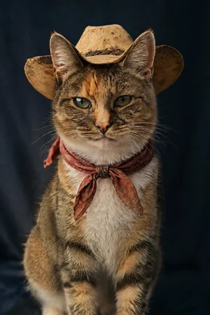 Midnight Wrangler: custom cat portrait in the New Sheriff in Town style