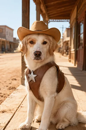 The Sheriff: custom dog portrait in the New Sheriff in Town style